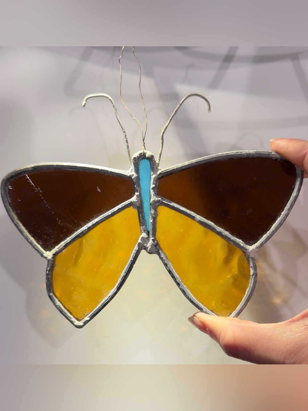 Vintage Stained Glass Butterfly Sun Catcher